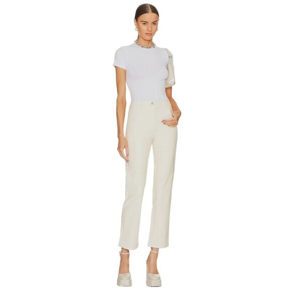 Miaou Junior Faux Leather Pant in Creme Large New as-is Womens Vegan Trousers - Picture 1 of 15
